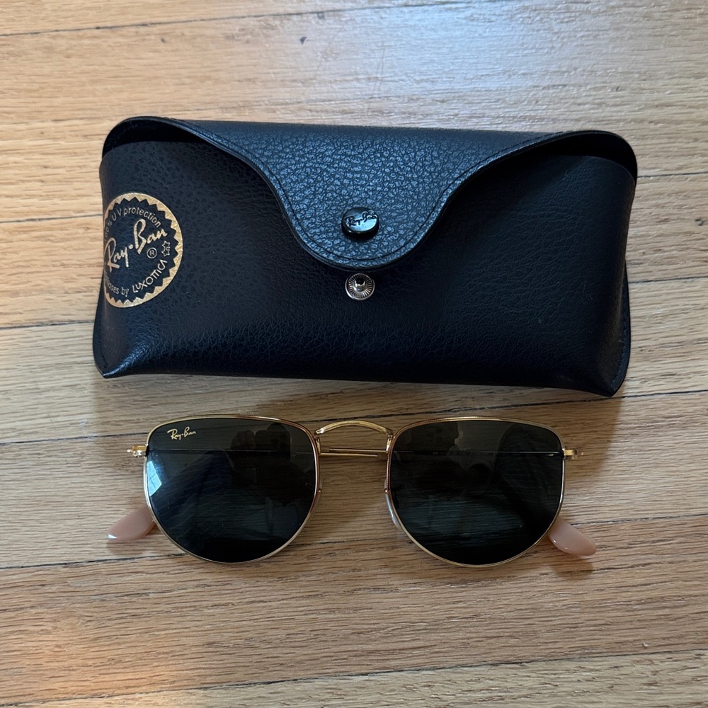 Ray-Ban Gold Frame Sunglasses with Black Lenses